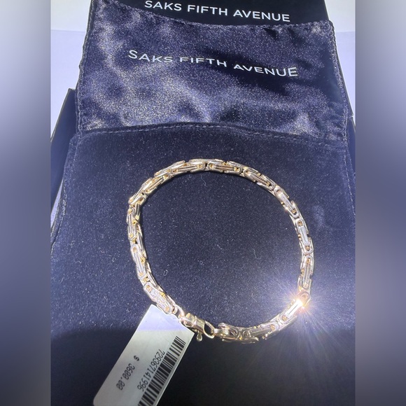 Saks fith Avenue 14k Byzantine link Unisex Bracelet Made In italy NWT $3600 - Picture 16 of 17